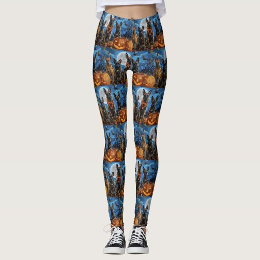 Belgische Malinoi Halloween Griezelig Leggings (Voorkant)