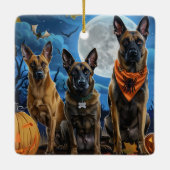 Belgische Malinoi Halloween Spokenbundel Keramisch Ornament (Achterkant)
