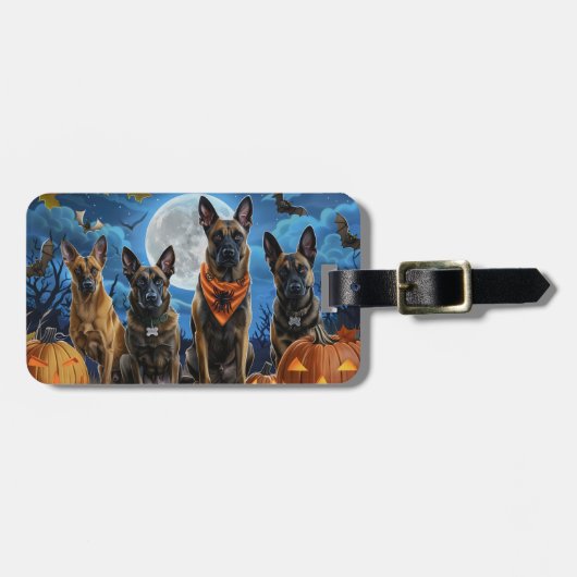 Belgische Malinoi Halloween Spooky Bagagelabel (Voorkant horizontaal)