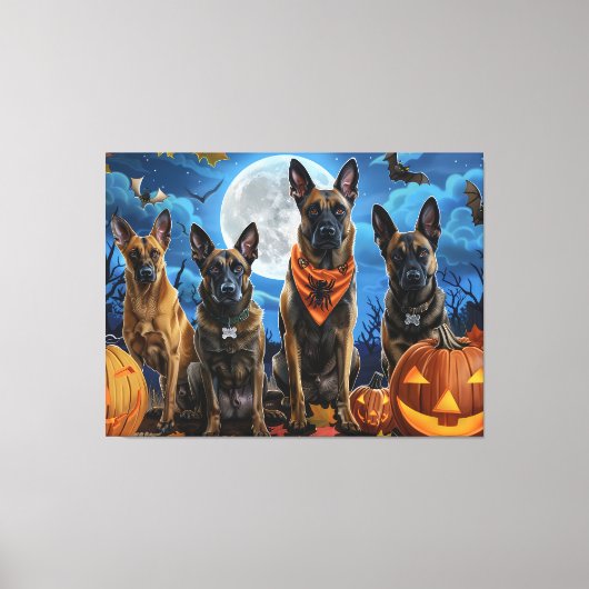 Belgische Malinoi Halloween Spooky Canvas Afdruk (Voorkant)