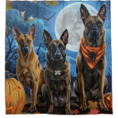 Belgische Malinoi Halloween Spooky Douchegordijn (Voorkant)