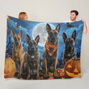 Belgische Malinoi Halloween Spooky Fleece Deken