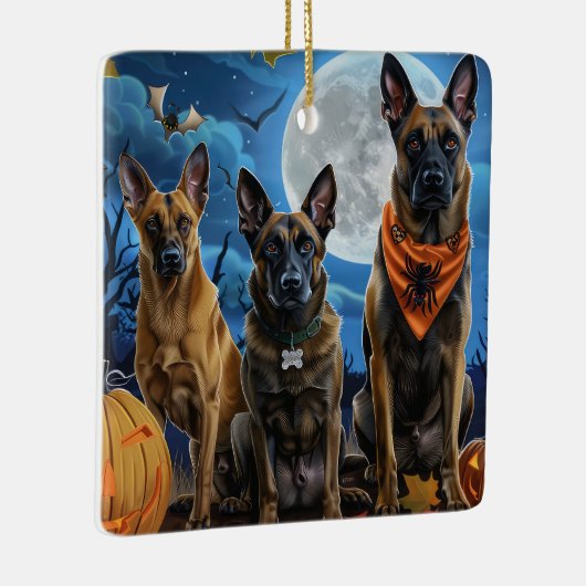 Belgische Malinoi Halloween Spooky Keramisch Ornament (Rechts)