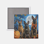 Belgische Malinoi Halloween Spooky Magneet (Voorkant / Achterkant)