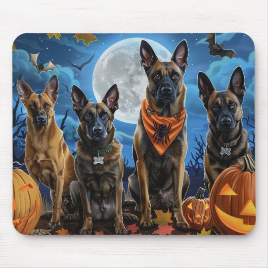 Belgische Malinoi Halloween Spooky Muismat (Voorkant)