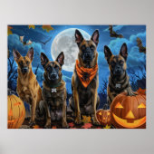 Belgische Malinoi Halloween Spooky Poster (Voorkant)