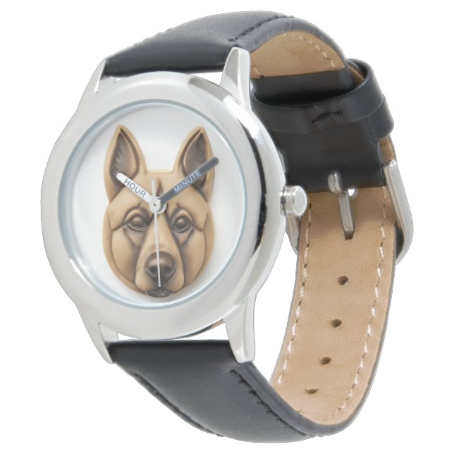 Belgische Malinoi hond 3D geïnspireerd Horloge (Gekanteld)