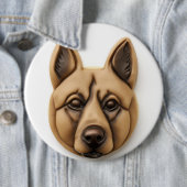 Belgische Malinoi hond 3D geïnspireerd Ronde Button 6,0 Cm (In situ)