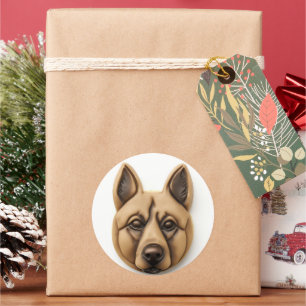 Belgische Malinoi hond 3D geïnspireerd Ronde Sticker