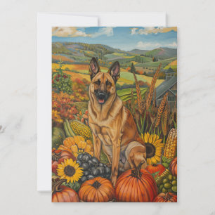 Belgische Malinoi-hond Herfst Oogst Thanksgiving Feestdagenkaart