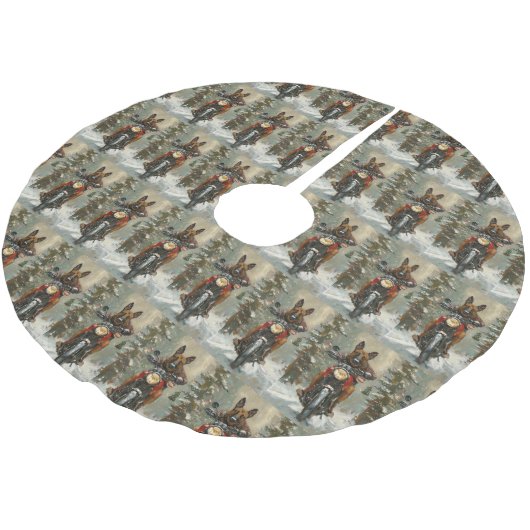 Belgische Malinoi Hond Rijden Motorfiets Kerstmis Kerstboom Rok (Gekanteld)