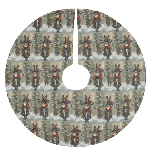 Belgische Malinoi Hond Rijden Motorfiets Kerstmis Kerstboom Rok (Voorkant)