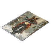 Belgische Malinoi Hond Rijden Motorfiets Kerstmis Notitieboek (Linkerzijde)