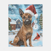 Belgische Malinoi Hond Winter Wonderland Kerstmis Fleece Deken (Voorkant)