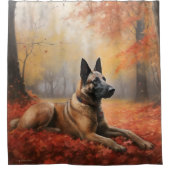 Belgische Malinoi in herfstbladeren val inspireert Douchegordijn (Voorkant)