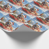 Belgische Malinoi in Sledge Laat het Sneeuw Kerstm Cadeaupapier (Hoek)