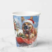 Belgische Malinoi in Sledge Laat het Sneeuw Kerstm Papieren Bekers (Achterkant)