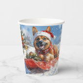 Belgische Malinoi in Sledge Laat het Sneeuw Kerstm Papieren Bekers (Voorkant)
