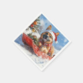 Belgische Malinoi in Sledge Laat het Sneeuw Kerstm Servet (Hoek)