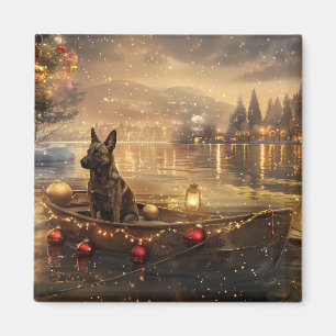 Belgische Malinoi Kerst Feestelijke Reis Magneet