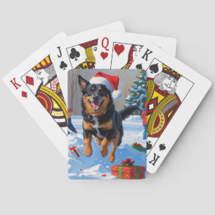Belgische Malinoi Kerst Festivale Sneeuw Scene Pokerkaarten