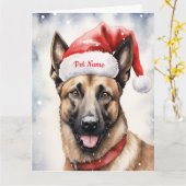 Belgische Malinoi Kerst Gepersonaliseerd Kaart (Gele Bloem)