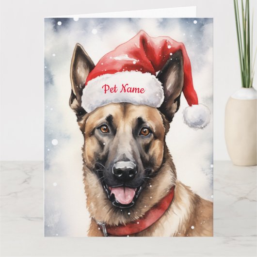 Belgische Malinoi Kerst Gepersonaliseerd Kaart (Voorkant)