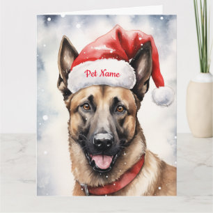 Belgische Malinoi Kerst Gepersonaliseerd Kaart