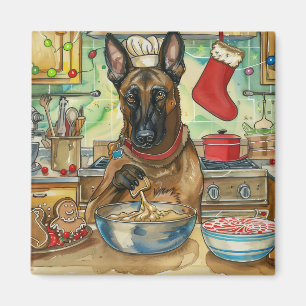 Belgische Malinoi Kerstbakken: Feestelijke Kerst Magneet