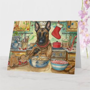 Belgische Malinoi Kerstbakken: Festive Kerstmis Kaart