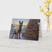 Belgische Malinoi Kerstcruise: Pawsome Holiday Kaart (Gele Bloem)