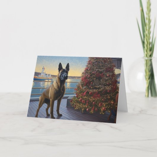 Belgische Malinoi Kerstcruise: Pawsome Holiday Kaart (Voorkant)
