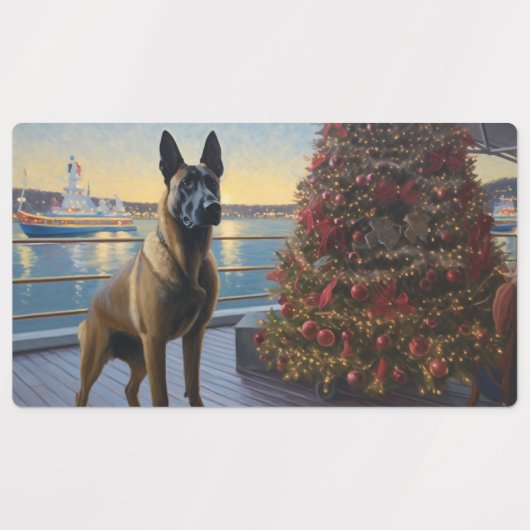 Belgische Malinoi Kerstcruise: Pawsome Holiday Labels (Design 2)