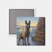 Belgische Malinoi Kerstcruise: Pawsome Holiday Magneet (Voorkant / Achterkant)