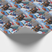 Belgische Malinoi Kerstfeest Sneeuwscène Cadeaupapier (Hoek)