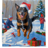 Belgische Malinoi Kerstfeest Sneeuwscène Douchegordijn (Voorkant)