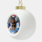 Belgische Malinoi Kerstfeest Sneeuwscène Keramische Bal Ornament (Rechts)