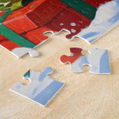 Belgische Malinoi Kerstfeest Sneeuwscène Legpuzzel (Zijkant)