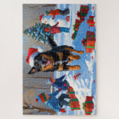 Belgische Malinoi Kerstfeest Sneeuwscène Legpuzzel (Verticaal)