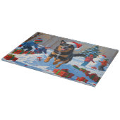 Belgische Malinoi Kerstfeest Sneeuwsfeer Snijplank (Hoek)