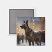 Belgische Malinoi Kerstfeestperiode Magneet (Voorkant / Achterkant)