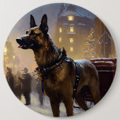 Belgische Malinoi Kerstfeestperiode Ronde Button 6,0 Cm (Voorkant)