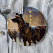 Belgische Malinoi Kerstfeestperiode Ronde Button 6,0 Cm (In situ)