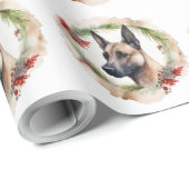 Belgische Malinoi Kerstkrans Feestelijke Pup Cadeaupapier (Rol Hoek)