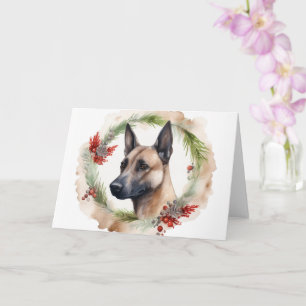 Belgische Malinoi Kerstkrans Feestelijke Pup Kaart