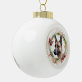 Belgische Malinoi Kerstkrans Feestelijke Pup Keramische Bal Ornament (Links)