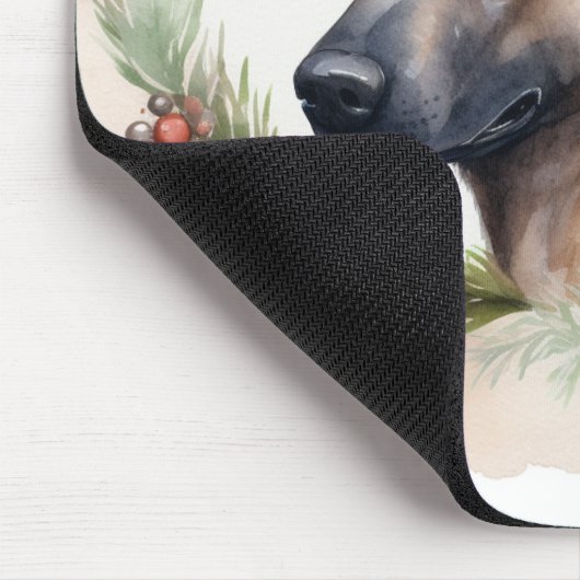 Belgische Malinoi Kerstkrans Feestelijke Pup Muismat (Hoek)