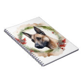 Belgische Malinoi Kerstkrans Feestelijke Pup Notitieboek (Rechterzijde)