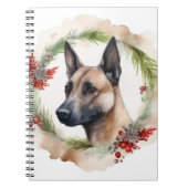 Belgische Malinoi Kerstkrans Feestelijke Pup Notitieboek (Voorkant)
