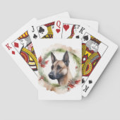 Belgische Malinoi Kerstkrans Feestelijke Pup Pokerkaarten (Achterkant)